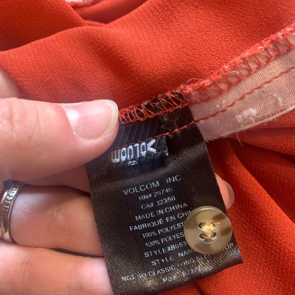 Volcom button down sheer orange and salmon colour - Picture 3 of 4